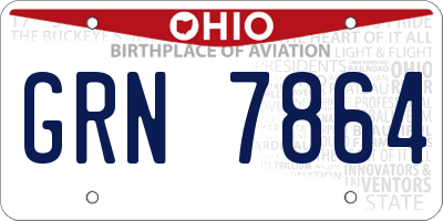 OH license plate GRN7864