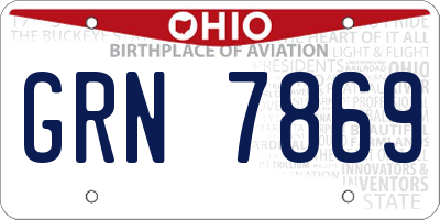 OH license plate GRN7869