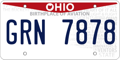 OH license plate GRN7878