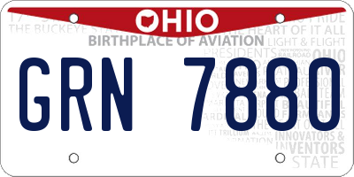 OH license plate GRN7880