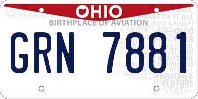 OH license plate GRN7881
