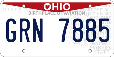 OH license plate GRN7885