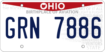 OH license plate GRN7886