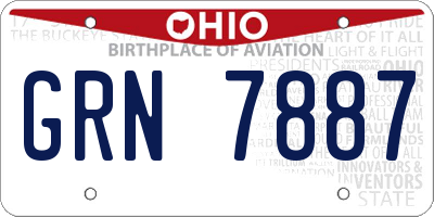OH license plate GRN7887