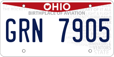 OH license plate GRN7905
