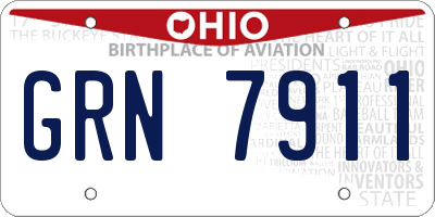 OH license plate GRN7911