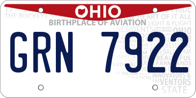OH license plate GRN7922