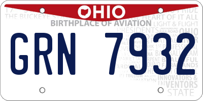 OH license plate GRN7932
