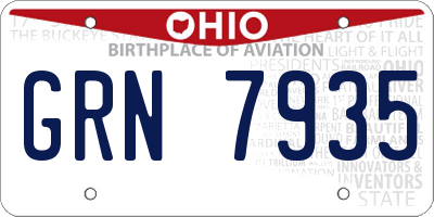 OH license plate GRN7935