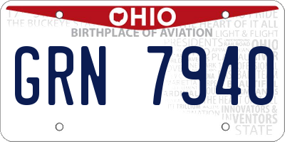 OH license plate GRN7940