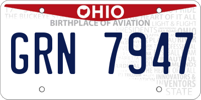 OH license plate GRN7947