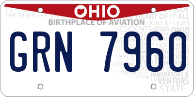 OH license plate GRN7960