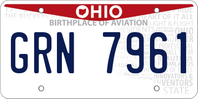 OH license plate GRN7961