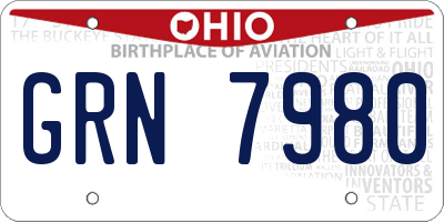 OH license plate GRN7980