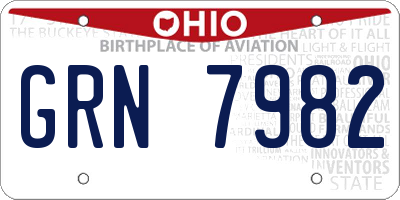 OH license plate GRN7982