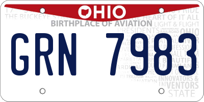 OH license plate GRN7983