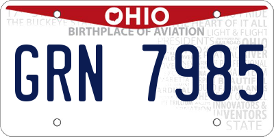 OH license plate GRN7985