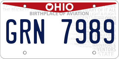 OH license plate GRN7989