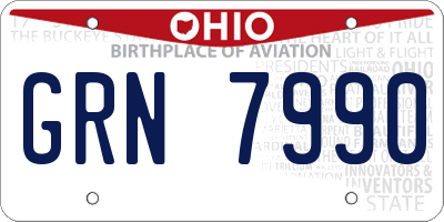 OH license plate GRN7990