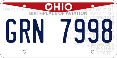 OH license plate GRN7998