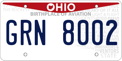 OH license plate GRN8002
