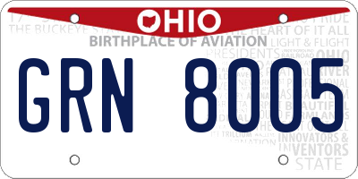 OH license plate GRN8005