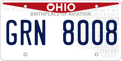 OH license plate GRN8008