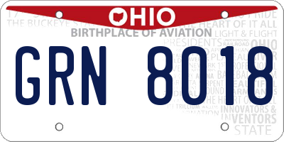 OH license plate GRN8018