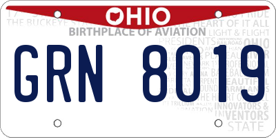 OH license plate GRN8019