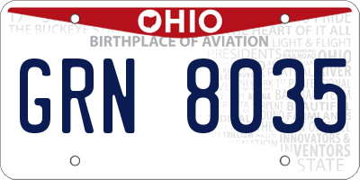 OH license plate GRN8035