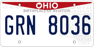 OH license plate GRN8036