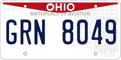 OH license plate GRN8049