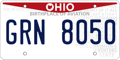 OH license plate GRN8050