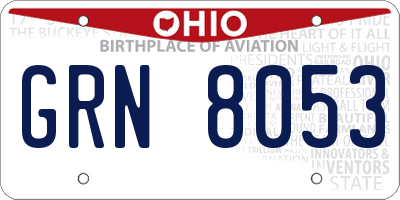 OH license plate GRN8053