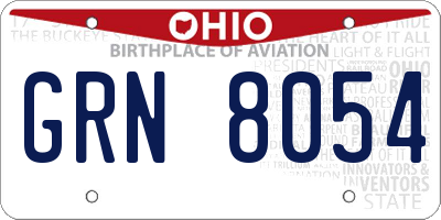 OH license plate GRN8054