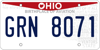 OH license plate GRN8071