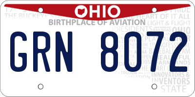 OH license plate GRN8072
