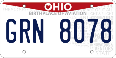 OH license plate GRN8078