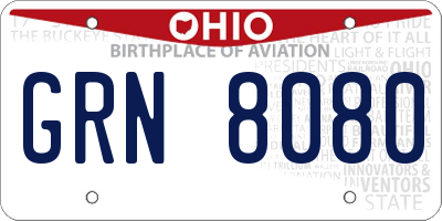 OH license plate GRN8080