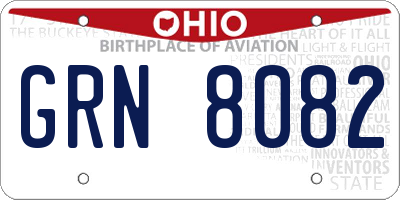 OH license plate GRN8082