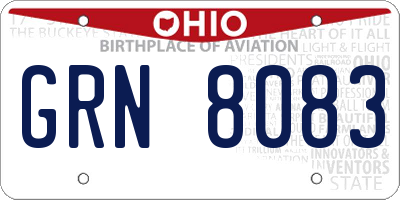 OH license plate GRN8083