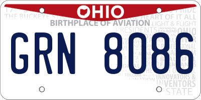 OH license plate GRN8086