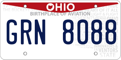 OH license plate GRN8088