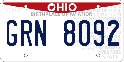 OH license plate GRN8092