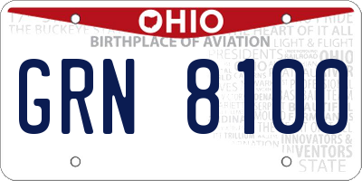 OH license plate GRN8100