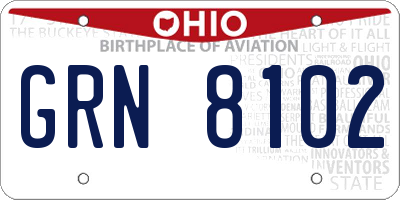 OH license plate GRN8102