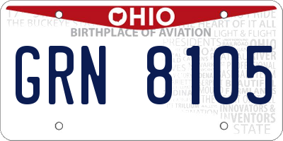 OH license plate GRN8105