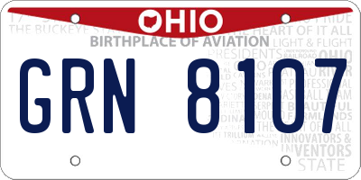 OH license plate GRN8107