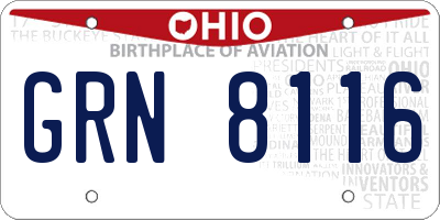 OH license plate GRN8116