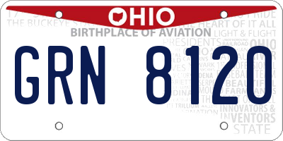 OH license plate GRN8120